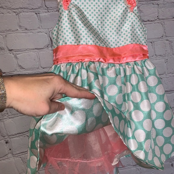 Hara Juku Mini Dress PolkaDot Mint Neon Coral/Pink - Picture 7 of 11